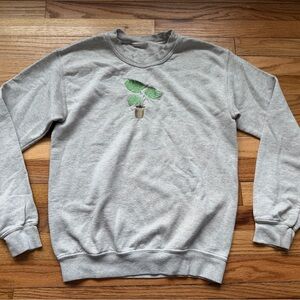 Gray Monstera Embroidered Crewneck Size Small